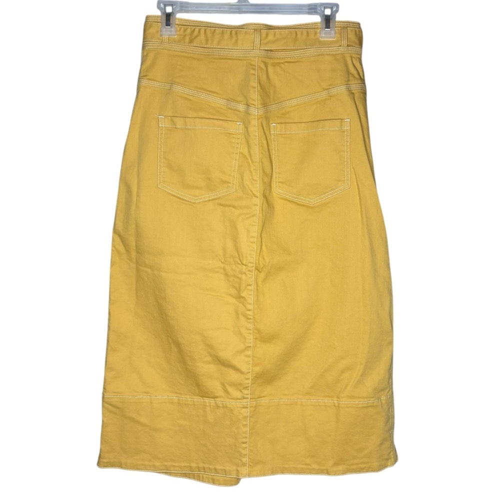 Ulla Johnson denim skirt yellow Tie Front Midi womens size 6 belted tie waist - Picture 4 of 8